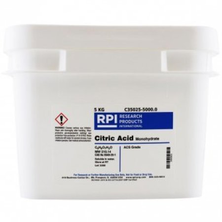RPI Citric Acid, Monohydrate, ACS Grade, 5 KG C35025-5000.0